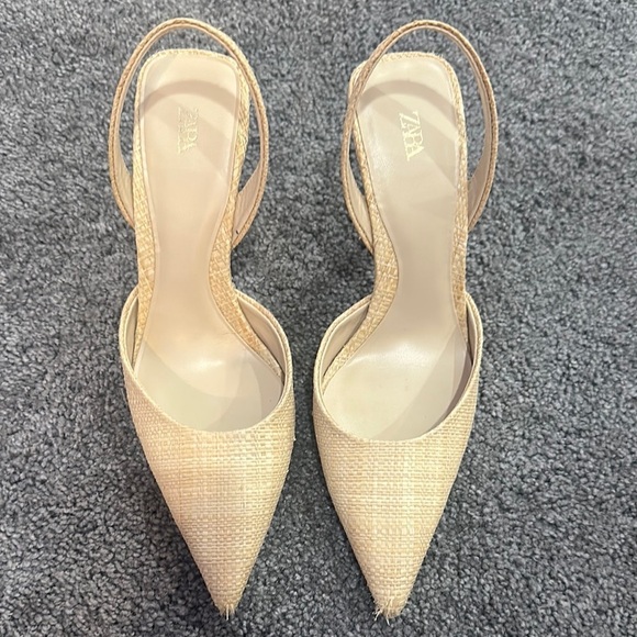Zara Cream Stiletto Heels with Slingback - Picture 1 of 3